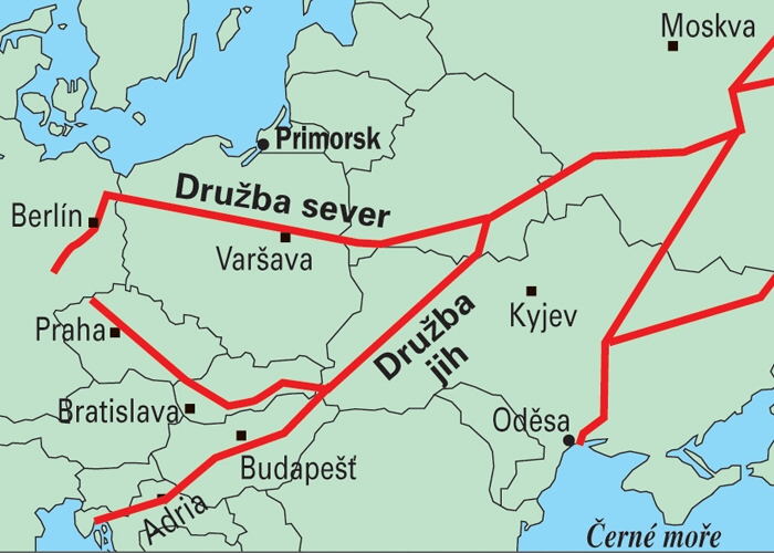 Ropovody ve stř. Ev. Mapa
